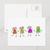 Happy Girls Postkarte (Vorne/Hinten)