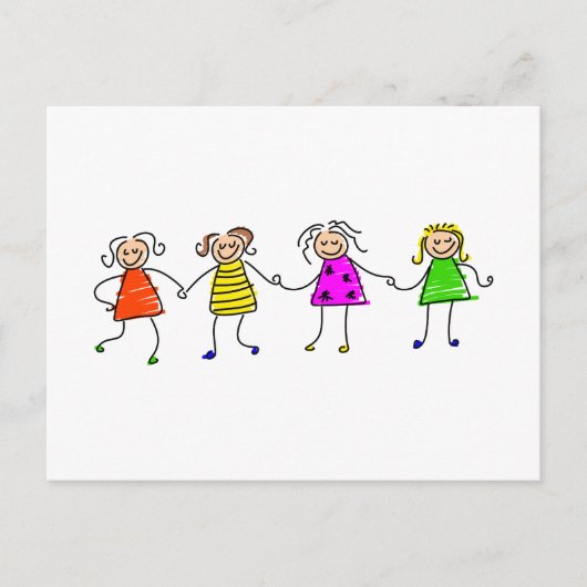Happy Girls Postkarte (Vorderseite)