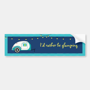 Happy Glamper Aquamarine Vintag Teardrop Trailer Autoaufkleber