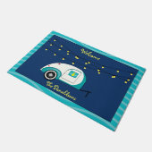 Happy Glamper Aquamarine Vintag Teardrop Trailer Fußmatte (Schrägansicht)