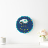 Happy Glamper Aquamarine Vintag Teardrop Trailer Runde Wanduhr (Zuhause)