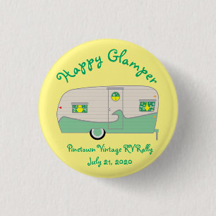 Happy Glamper Mint GreenVintage Canned Ham Trailer Button