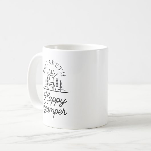 Happy Glamper Monogramm Kaffeetasse (Vorderseite Links)