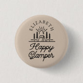 Happy Glamper Nature Brown Monogram Button (Vorderseite)