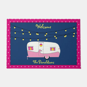 Happy Glamper Pink Vintager Ham Trailer Fußmatte