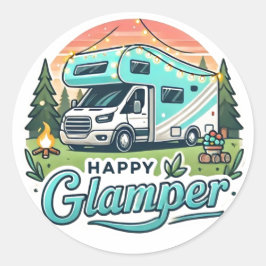 Happy Glamper Round Aufkleber