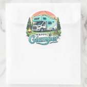 Happy Glamper Round Aufkleber (Tasche)