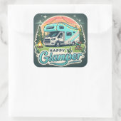 Happy Glamper Square Sticker - Fun Glamping Vibes (Tasche)