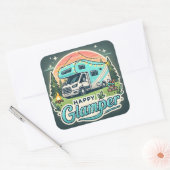 Happy Glamper Square Sticker - Fun Glamping Vibes (Umschlag)