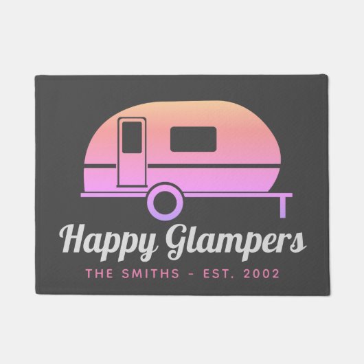 Happy Glampers Pink Ombre Camping Fußmatte (Vorderseite)