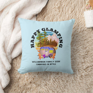 HAPPY GLAMPING Individuelle Name Family Camping Tr Kissen