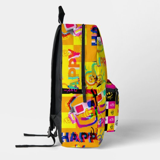 HAPPY GLITCHED Backpack Bedruckter Rucksack (Links)