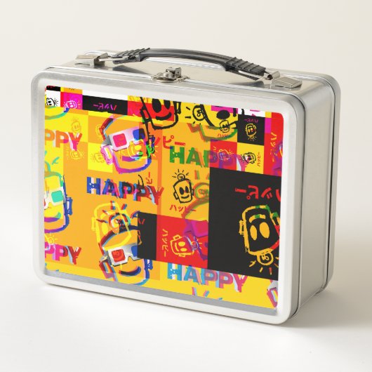 HAPPY Glitched Metal Lunchbox (Vorderseite)