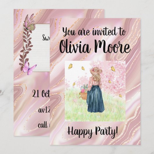 Happy glitter magic baby sweet einladung (Vorne/Hinten)