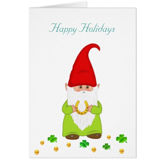 Happy Gnome, Horseshoe & Gold Confetti Urlaub (Vorne)