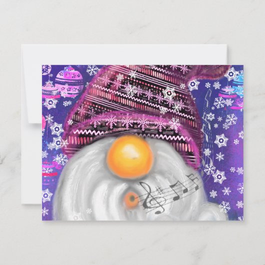 Happy Gnome in Lila Hut Singt ein Weihnachtslied - (Rückseite)