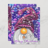 Happy Gnome in Lila Hut Singt ein Weihnachtslied - (Vorne/Hinten)