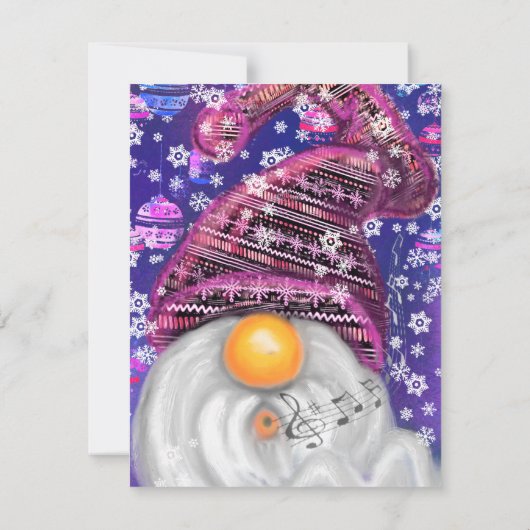 Happy Gnome in Lila Hut Singt ein Weihnachtslied (Rückseite)