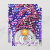 Happy Gnome in Lila Hut Singt ein Weihnachtslied (Vorne/Hinten)