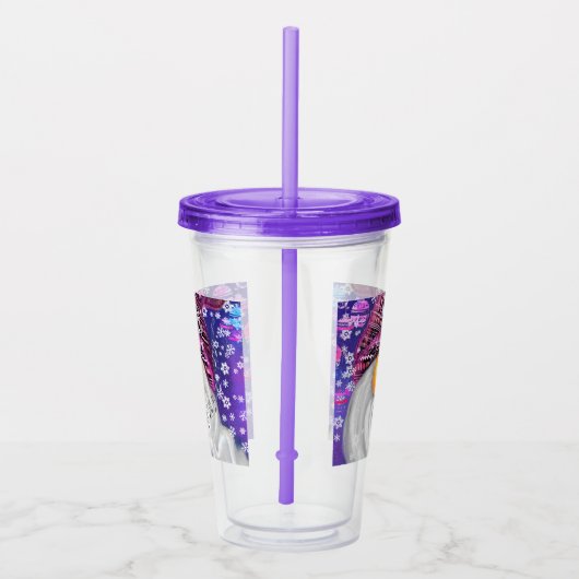 Happy Gnome in Lila Hut Singt ein Weihnachtslied Acryltrinkbecher (Rechts)