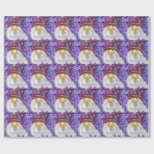 Happy Gnome in Lila Hut Singt ein Weihnachtslied  Geschenkpapier (Flach)