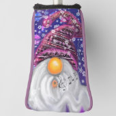 Happy Gnome in Lila Hut Singt ein Weihnachtslied Golf Headcover (Rotieren 90)