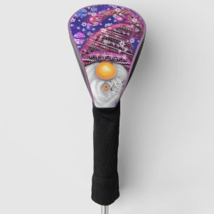 Happy Gnome in Lila Hut Singt ein Weihnachtslied Golf Headcover