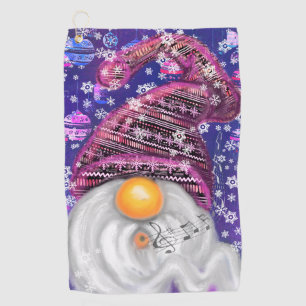 Happy Gnome in Lila Hut Singt ein Weihnachtslied Golfhandtuch