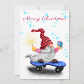 Happy Gnome mit Geschenk Weihnachtskarte (Vorderseite)