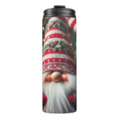 Happy Gnome mit gestreiftem Hut Thermosbecher (Vorderseite)