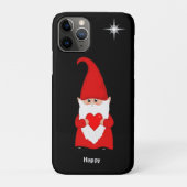 Happy gnome mit Herz auf schwarz Case-Mate iPhone Hülle (Rückseite)