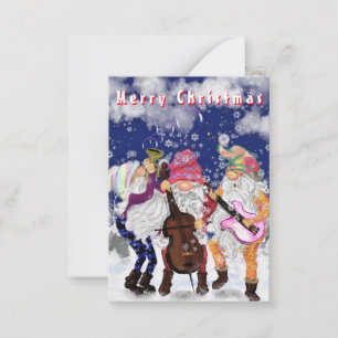Happy Gnome Music Band Weihnachtskarte Mitteilungskarte