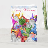 Happy Gnome Party Weihnachtskarte Karte (Vorderseite)
