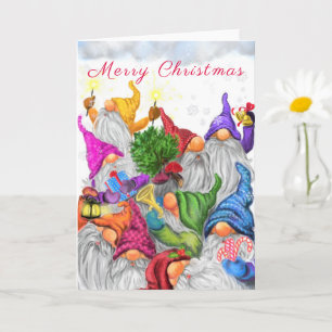 Happy Gnome Party Weihnachtskarte Karte