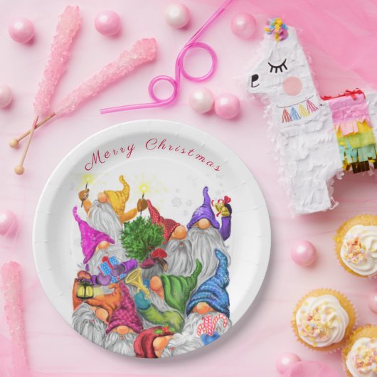 Happy Gnome Party Weihnachtspapier Teller (Party)