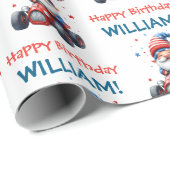 Happy Gnome Racing Patriotic Birthday Geschenkpapier (Rolleneckpunkt)