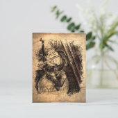 Happy Gnome sitzt auf einem Pilz und spielt eine F Postkarte (Stehend Vorderseite)