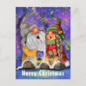 Happy Gnome Weihnachtskarte Postkarte (Vorderseite)