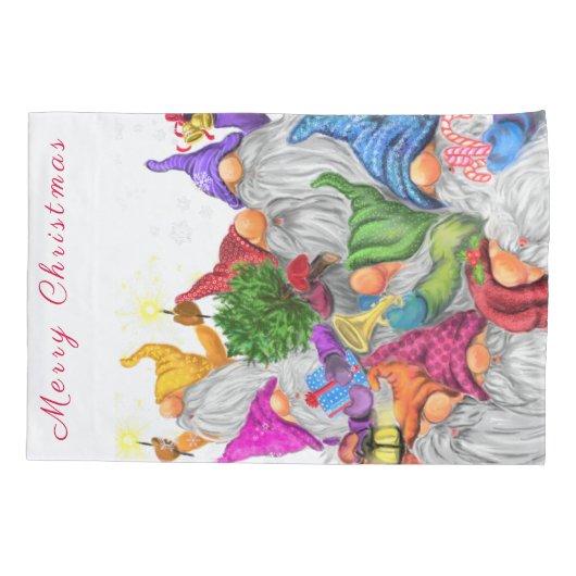 Happy Gnomes Christmas Pillow Case Kissenbezug (Rückseite)