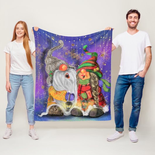 Happy Gnomes Couple Fleece Blanket (Beispiel)