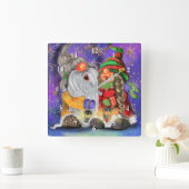 Happy Gnomes Funny Christmas Clock Quadratische Wanduhr (Zuhause)