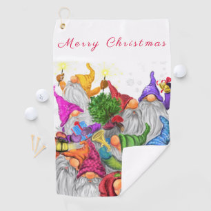 Happy Gnomes Party Weihnachtshandtuch Golfhandtuch