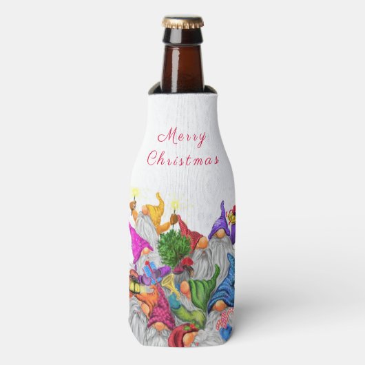 Happy Gnomes Weihnachtsflasche Cooler Flaschenkühler (Flaschenvorderseite)