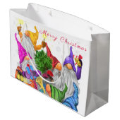 Happy Gnomes Weihnachtsgeschenktasche Große Geschenktüte (Rückseite Schrägansicht)