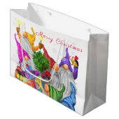 Happy Gnomes Weihnachtsgeschenktasche Große Geschenktüte (Vorderseite Schrägansicht)