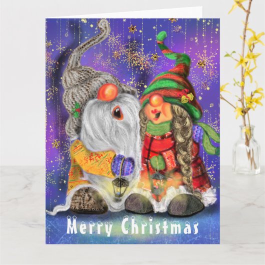 Happy Gnomes Weihnachtskarten Karte (Gelbe Blume)