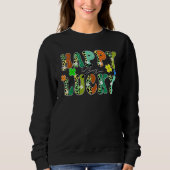 Happy Go Glück Leopard Design St Patrick's Day Clo Sweatshirt (Vorderseite)