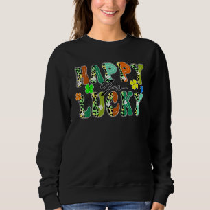 Happy Go Glück Leopard Design St Patrick's Day Clo Sweatshirt