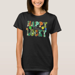 Happy Go Glück Leopard Design St Patrick's Day Clo T-Shirt
