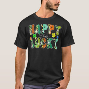 Happy Go Glück Leopard Design St Patrick's Day Clo T-Shirt
